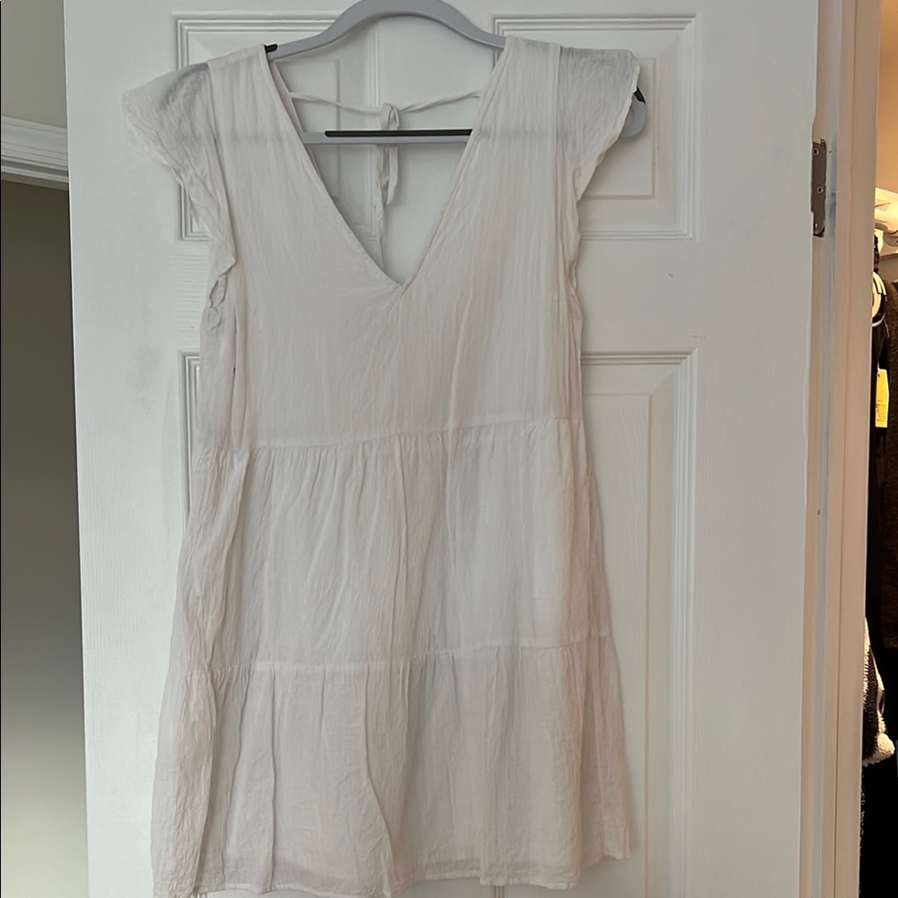 White V-Neck Women's Dress